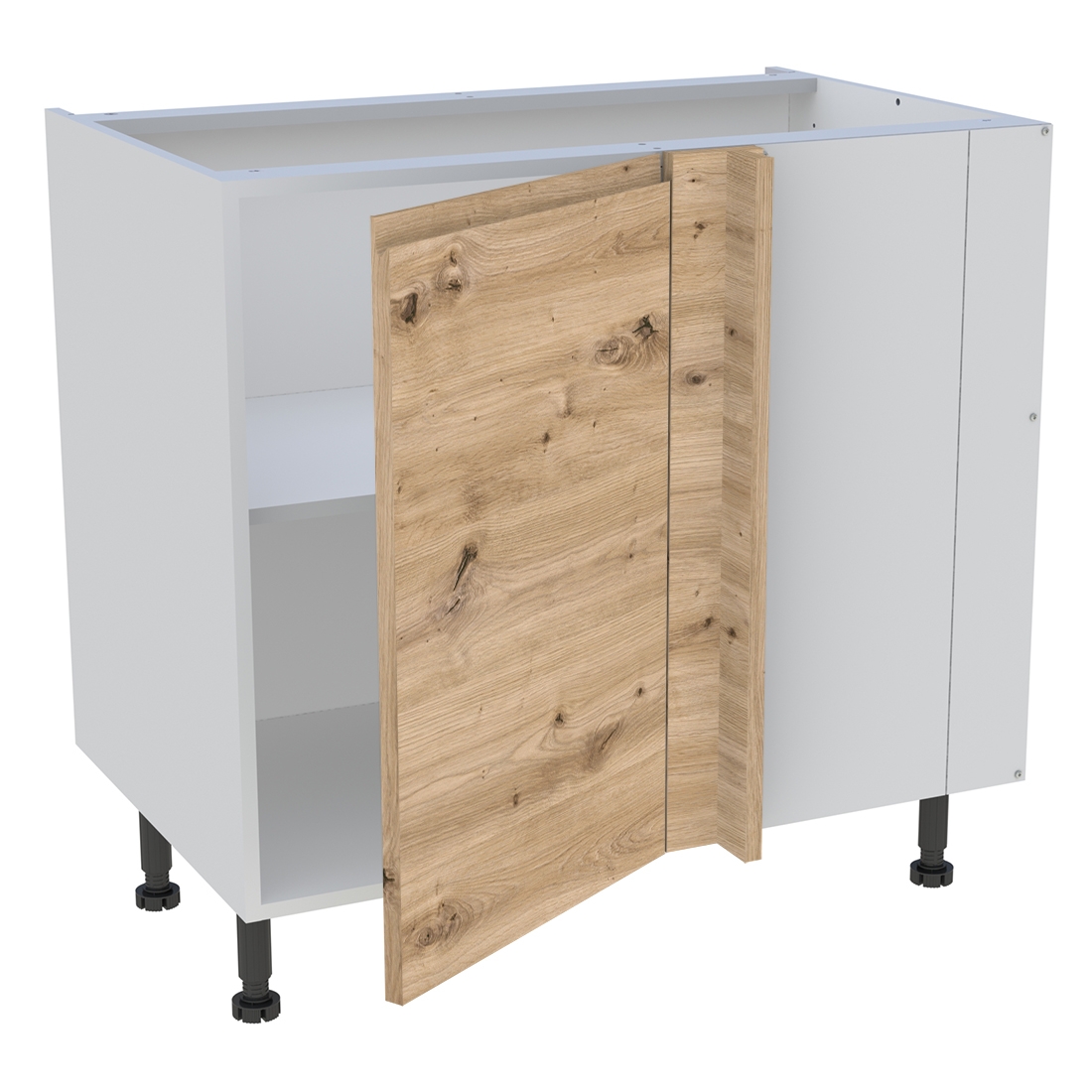 Meuble bas d'angle cuisine 1 porte H. 87 cm x L. 90 cm - Chêne naturel sans poignée
