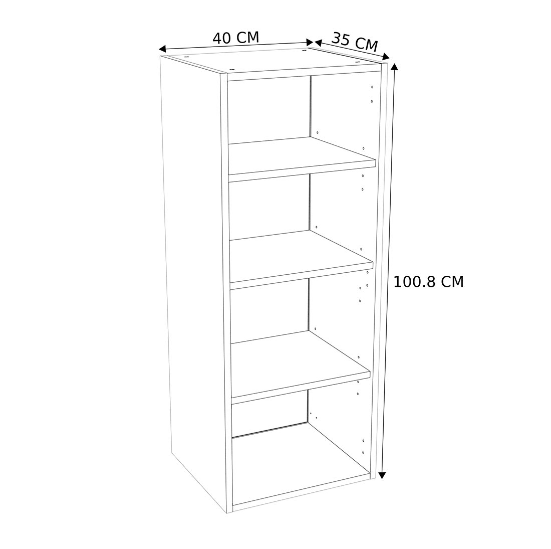 Caisson Meuble haut cuisine Blanc H. 100,8 cm x L. 40 cm x P. 35 cm