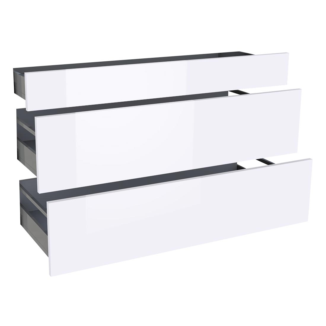 Kit façade meuble cuisine Blanc Brillant 1 tiroir, 2 casseroliers H. 71,7 cm L. 119,7 cm
