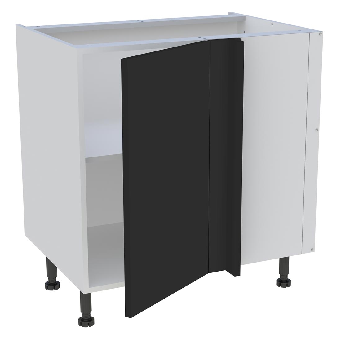 Meuble bas d'angle cuisine 1 porte H. 87 cm x L. 80 cm - Noir mat
