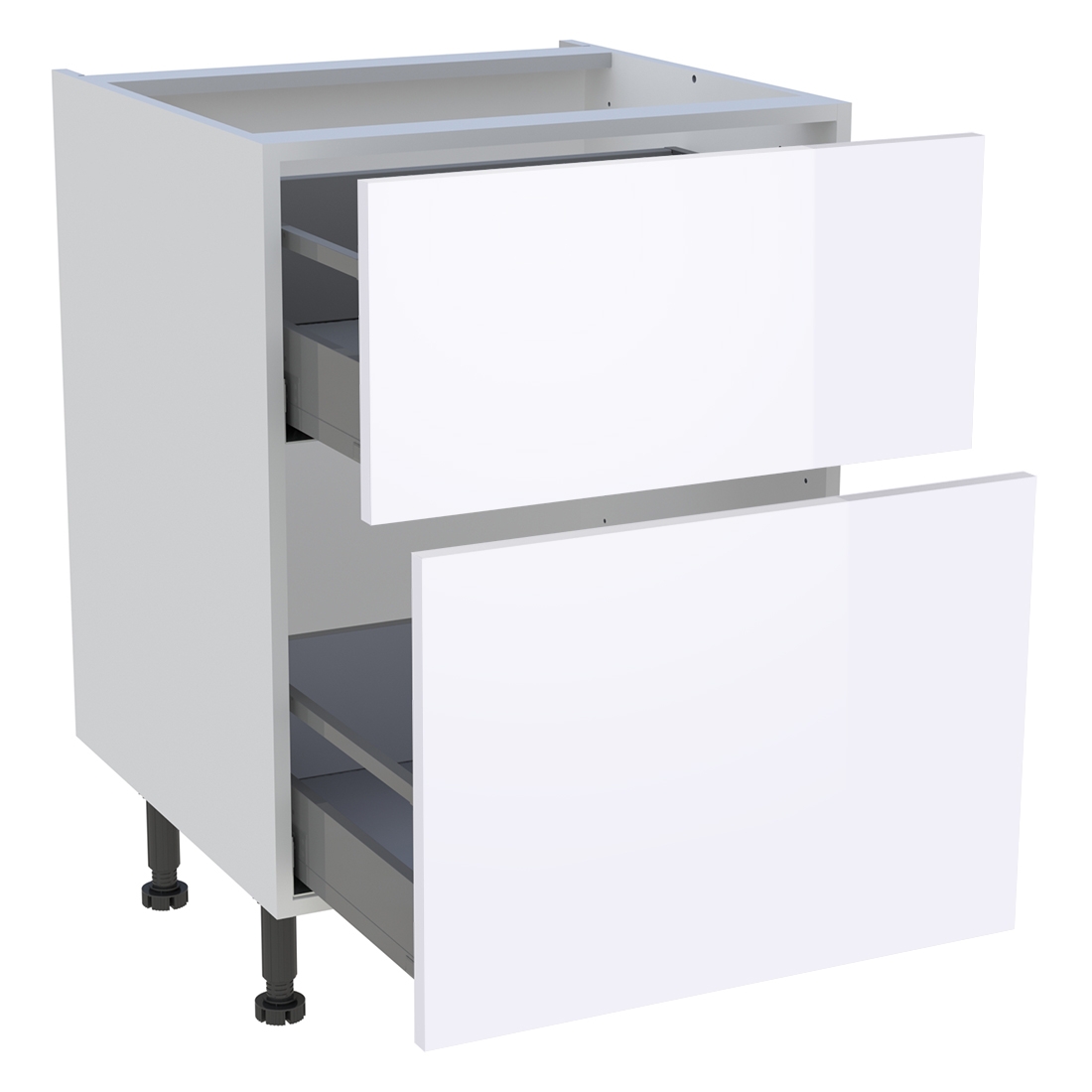 Meuble bas cuisine 2 casseroliers H. 87 cm x L. 60 cm - Blanc brillant