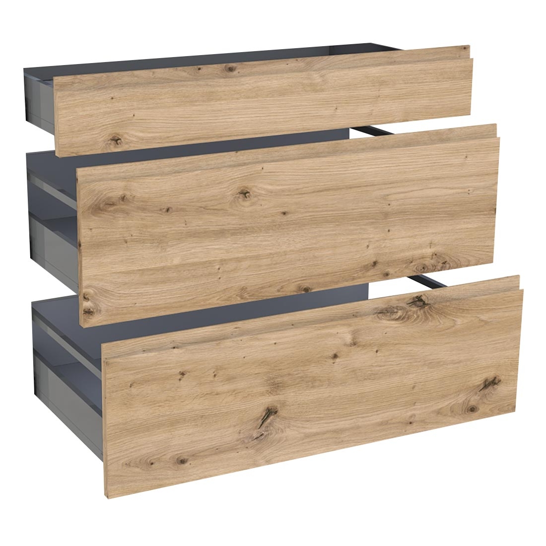 Kit façade meuble cuisine Chêne Naturel Sans Poignée 1 tiroir, 2 casseroliers H. 71,7 cm L. 89,7 cm
