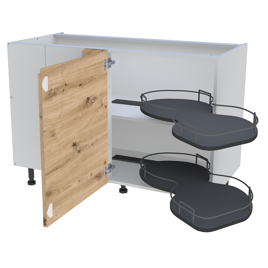 Meuble bas cuisine 1 porte H. 87 cm x L. 120 cm - BSA120G - Chêne naturel sans poignée