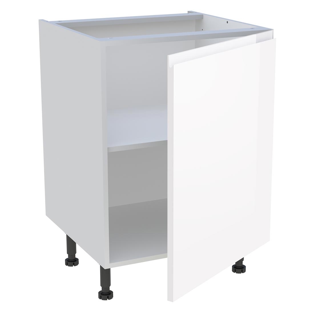 Meuble bas cuisine 1 porte H. 87 cm x L. 60 cm - Blanc brillant sans poignée