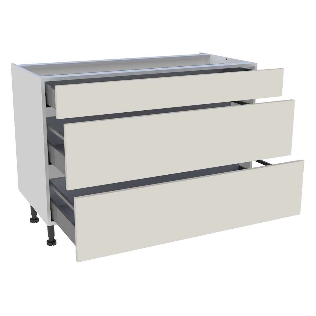Meuble bas cuisine 1 tiroir, 2 casseroliers H. 87 cm x L. 120 cm - Lin mat