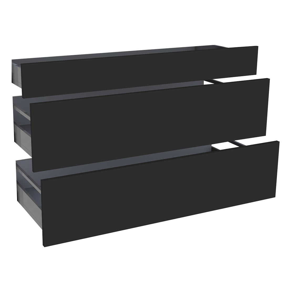 Kit façade meuble cuisine Noir Mat 1 tiroir, 2 casseroliers H. 71,7 cm L. 119,7 cm