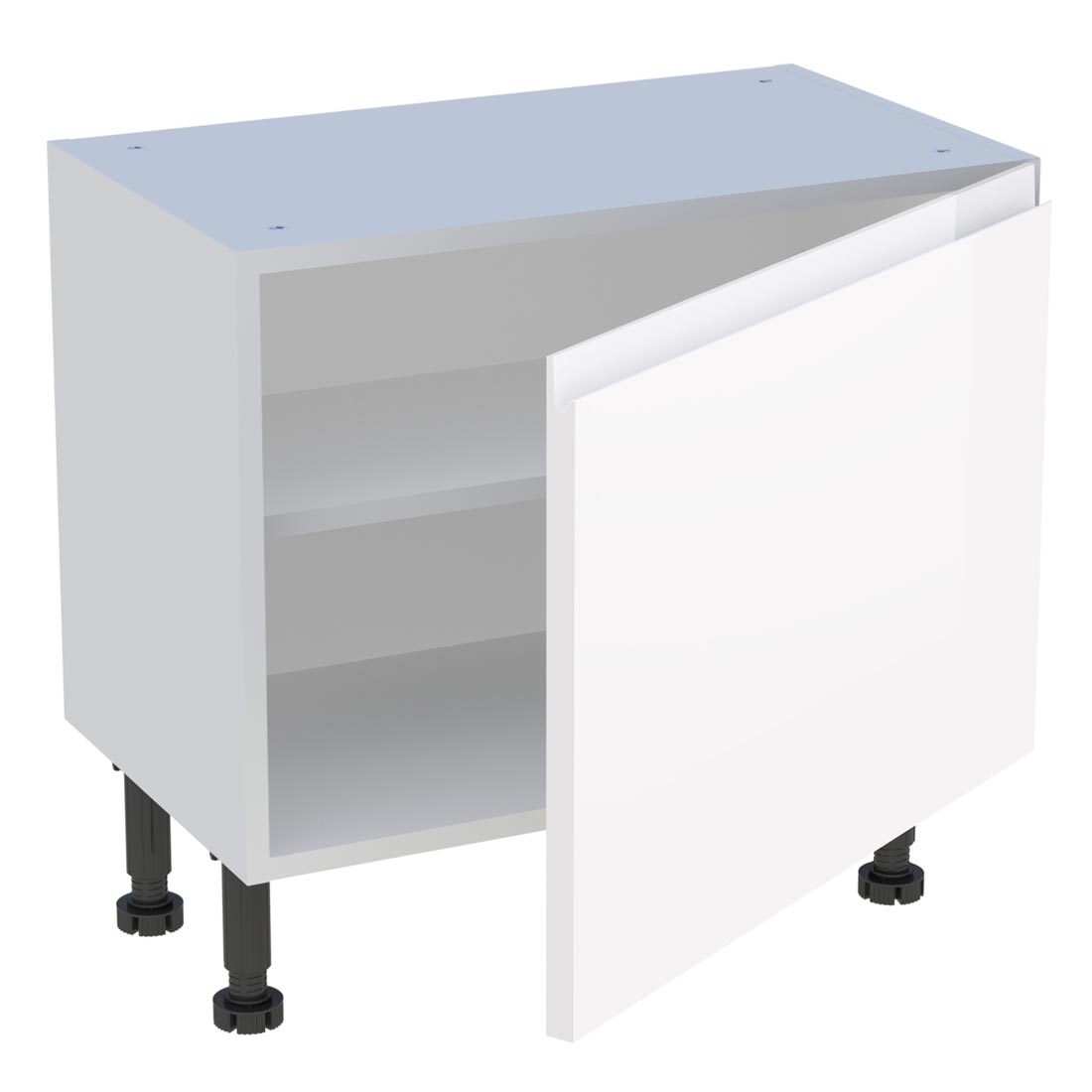 Meuble bas cuisine 1 porte H. 58,2 cm x L. 60 cm x P. 36,9 cm - Blanc brillant sans poignée
