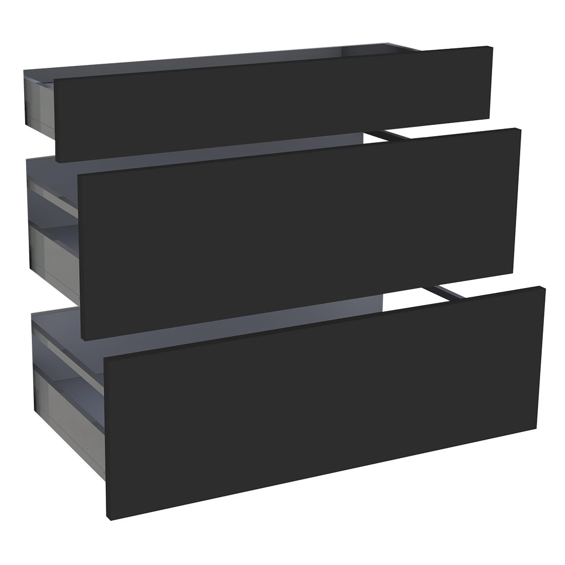 Kit façade meuble cuisine Noir Mat 1 tiroir, 2 casseroliers H. 71,7 cm L. 89,7 cm