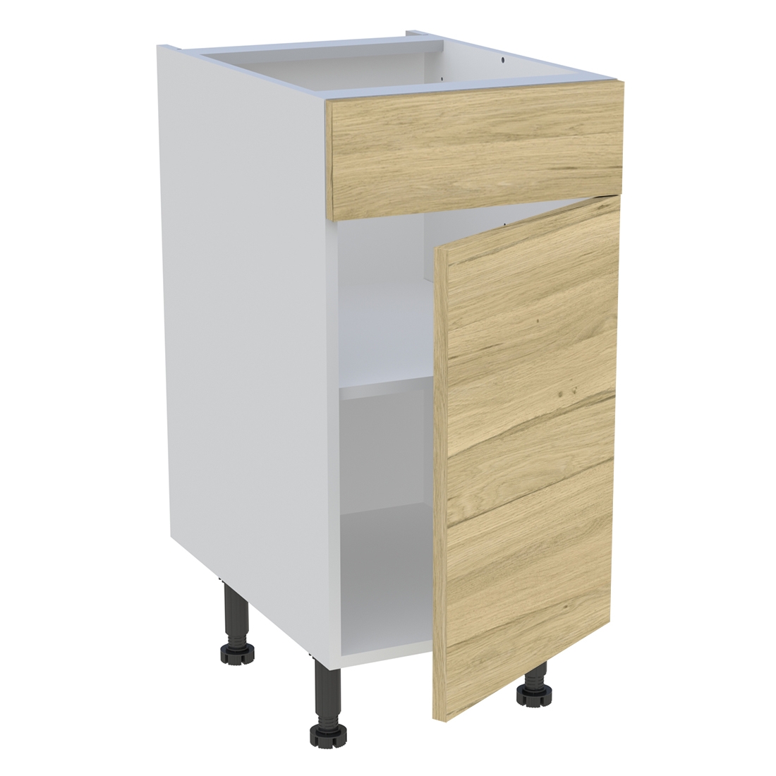 Meuble bas cuisine 1 porte, 1 faux tiroir H. 87 cm x L. 40 cm - Chêne clair