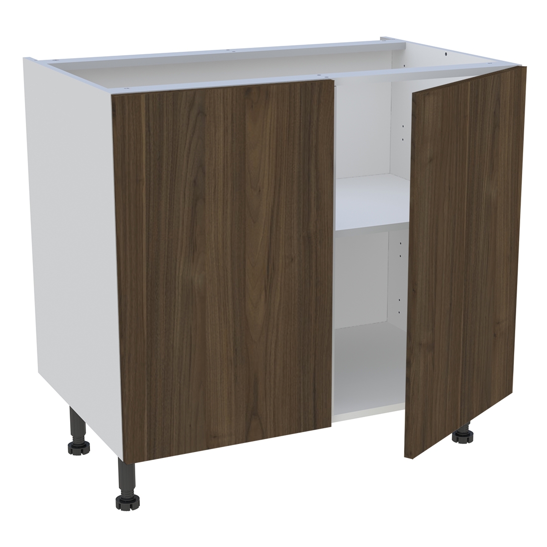 Meuble bas cuisine 2 portes H. 87 cm x L. 90 cm - Noyer foncé