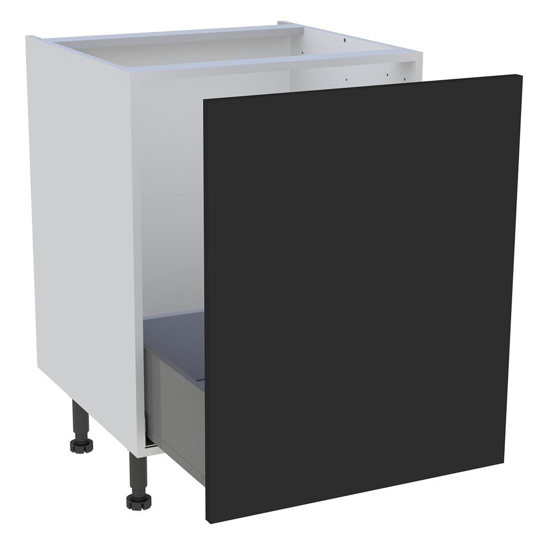 Meuble bas cuisine 1 coulissant H. 87 cm x L. 60 cm - Noir mat