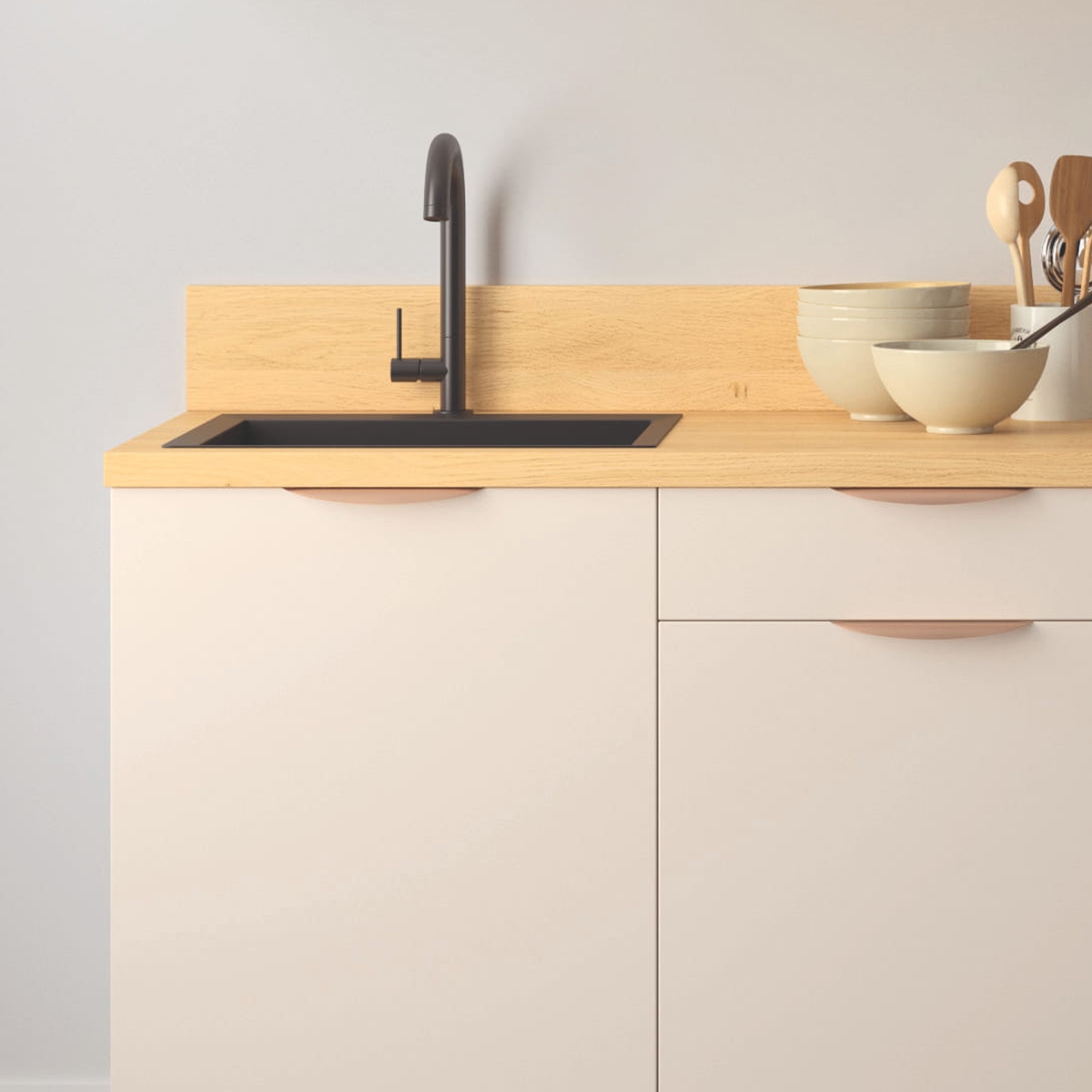 Cuisine complète Lin mat 180 cm avec meuble micro-ondes