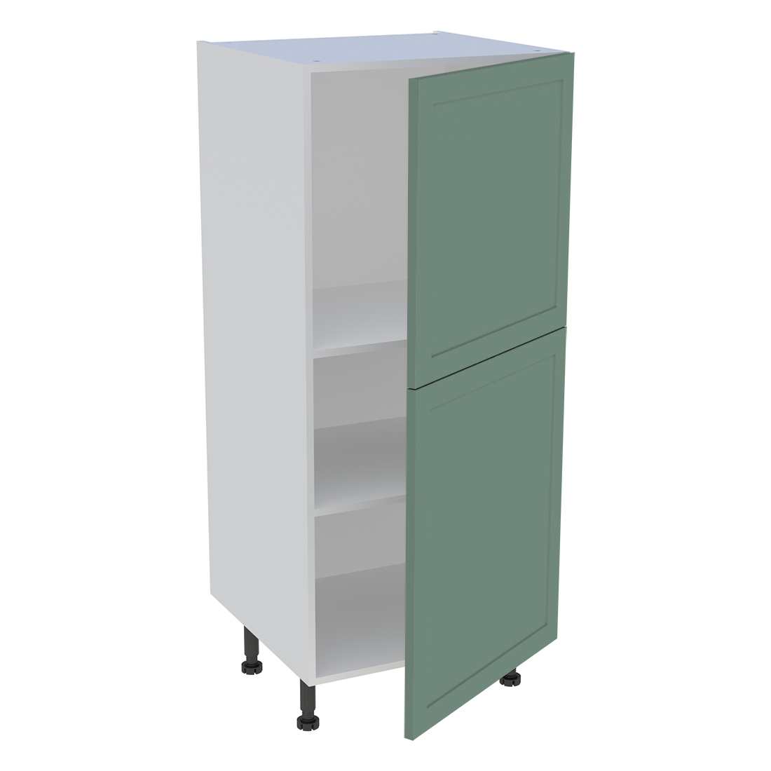 Demi colonne cuisine 2 portes H. 129,6 cm x L. 60 cm - Vert sauge cadre