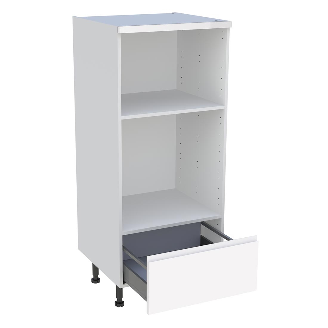 Demi colonne cuisine 1 casserolier H. 129,6 cm x L. 60 cm - Blanc brillant sans poignée