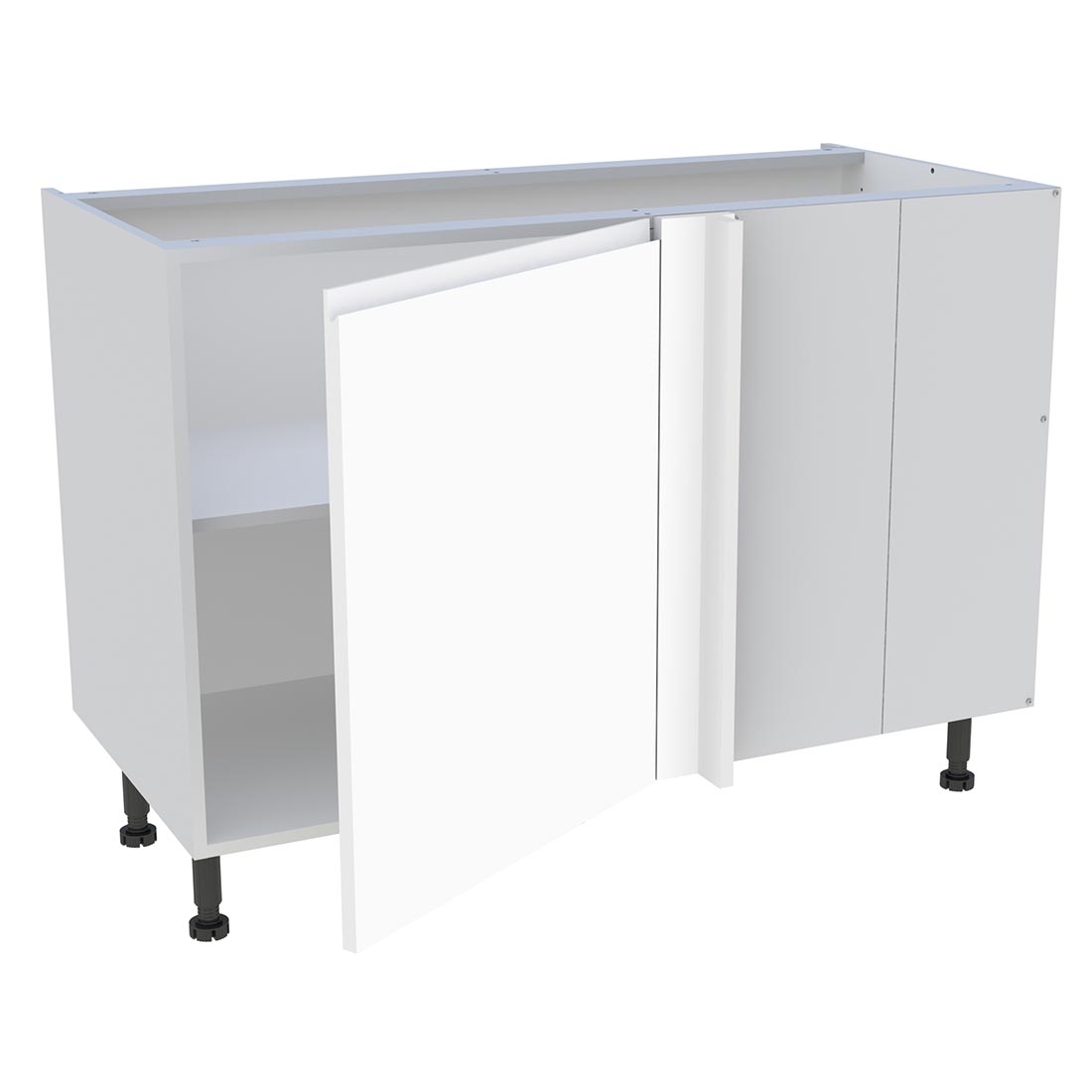 Meuble bas d'angle cuisine 1 porte H. 87 cm x L. 120 cm - Blanc mat sans poignée