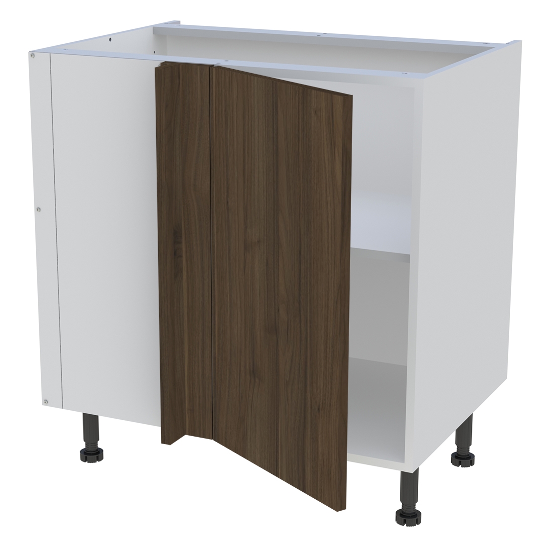 Meuble bas d'angle cuisine 1 porte H. 87 cm x L. 80 cm - Noyer foncé
