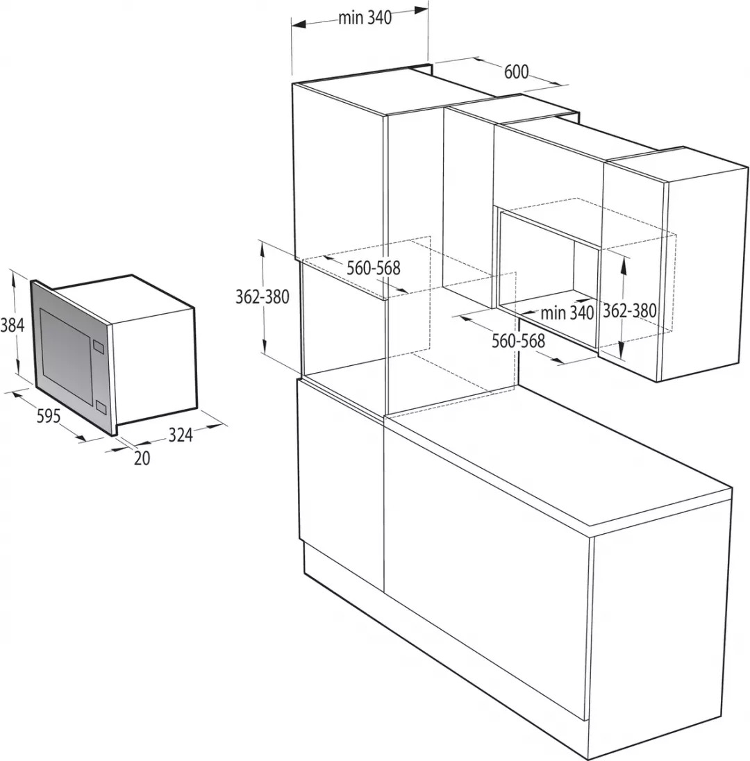 Micro-ondes grill encastrable compatible meuble haut