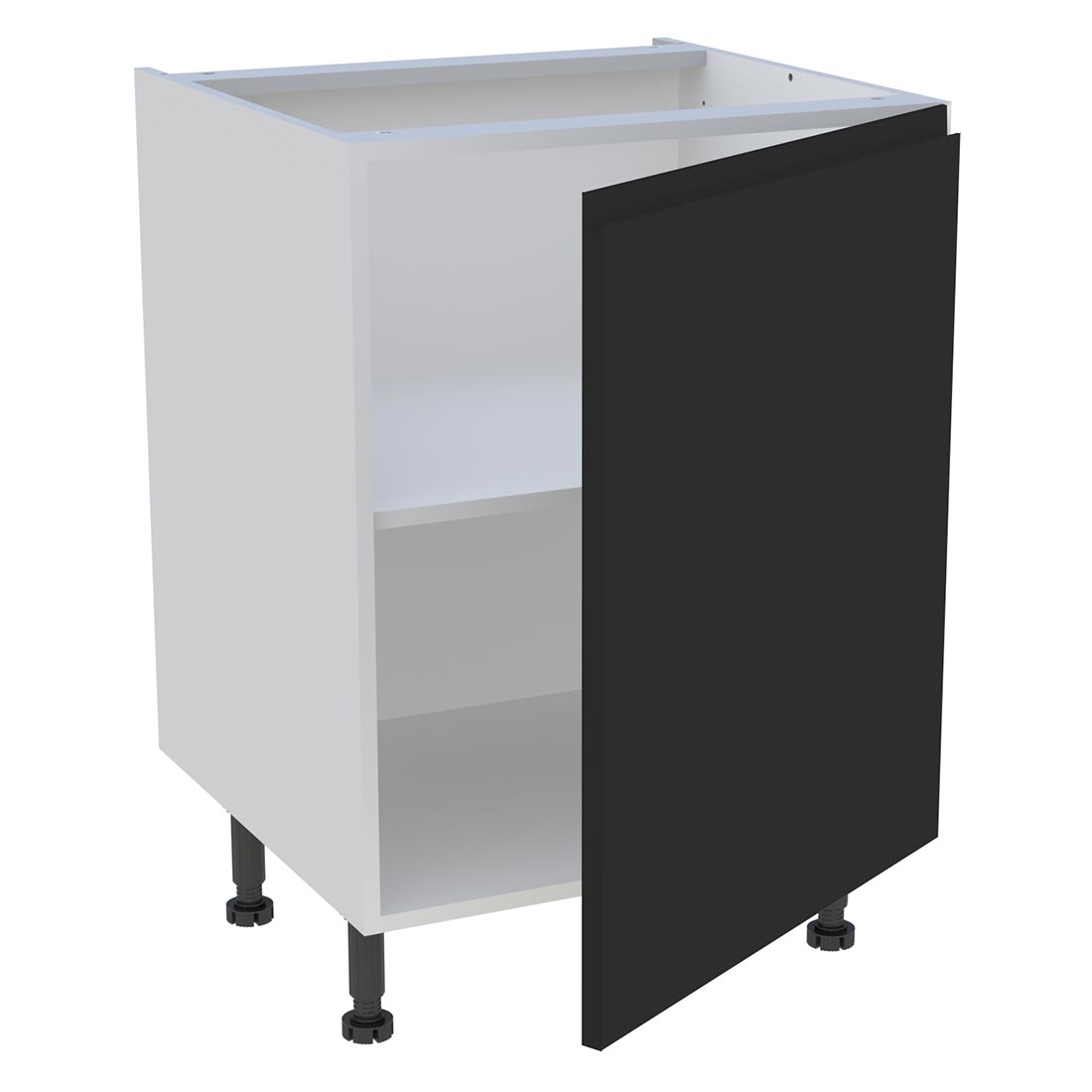 Meuble bas cuisine 1 porte H. 87 cm x L. 60 cm - Noir mat sans poignée