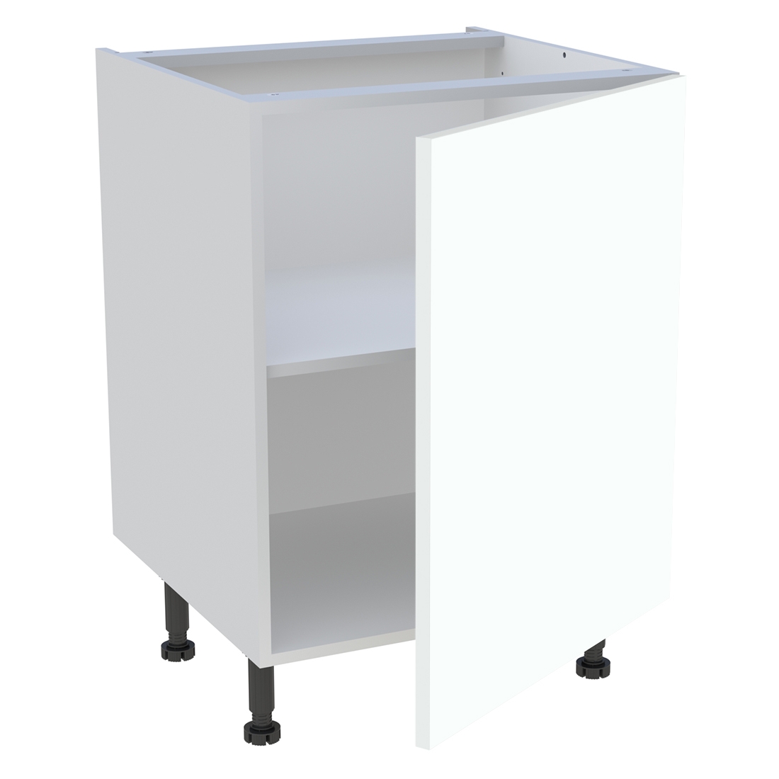 Meuble bas cuisine 1 porte H. 87 cm x L. 60 cm - Blanc chaud mat