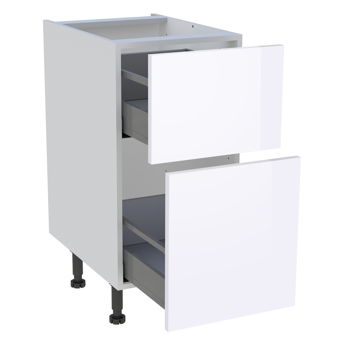 Meuble bas cuisine 2 casseroliers H. 87 cm x L. 40 cm - Blanc brillant