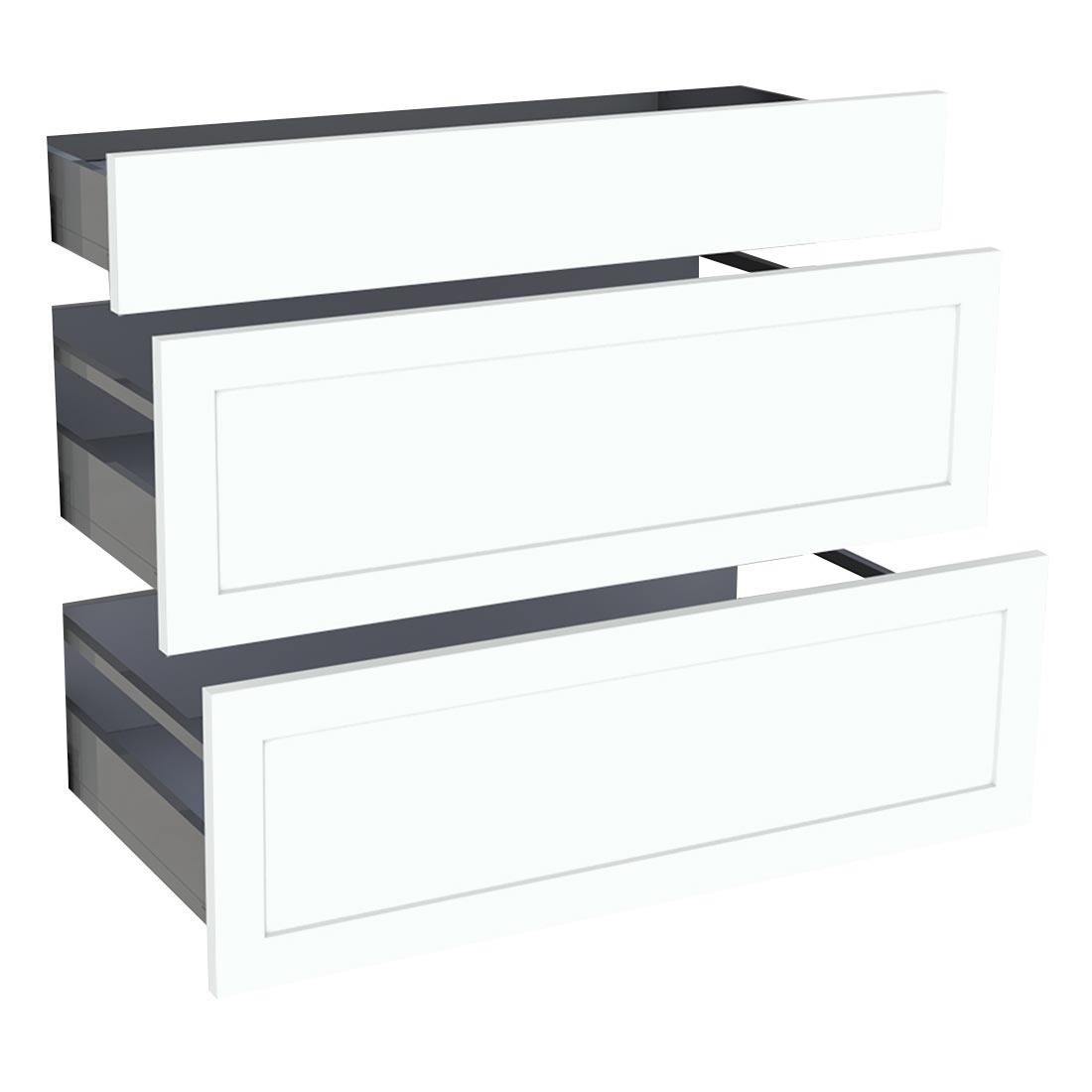 Kit façade meuble cuisine Blanc Cadre 1 tiroir, 2 casseroliers H. 71,7 cm L. 89,7 cm