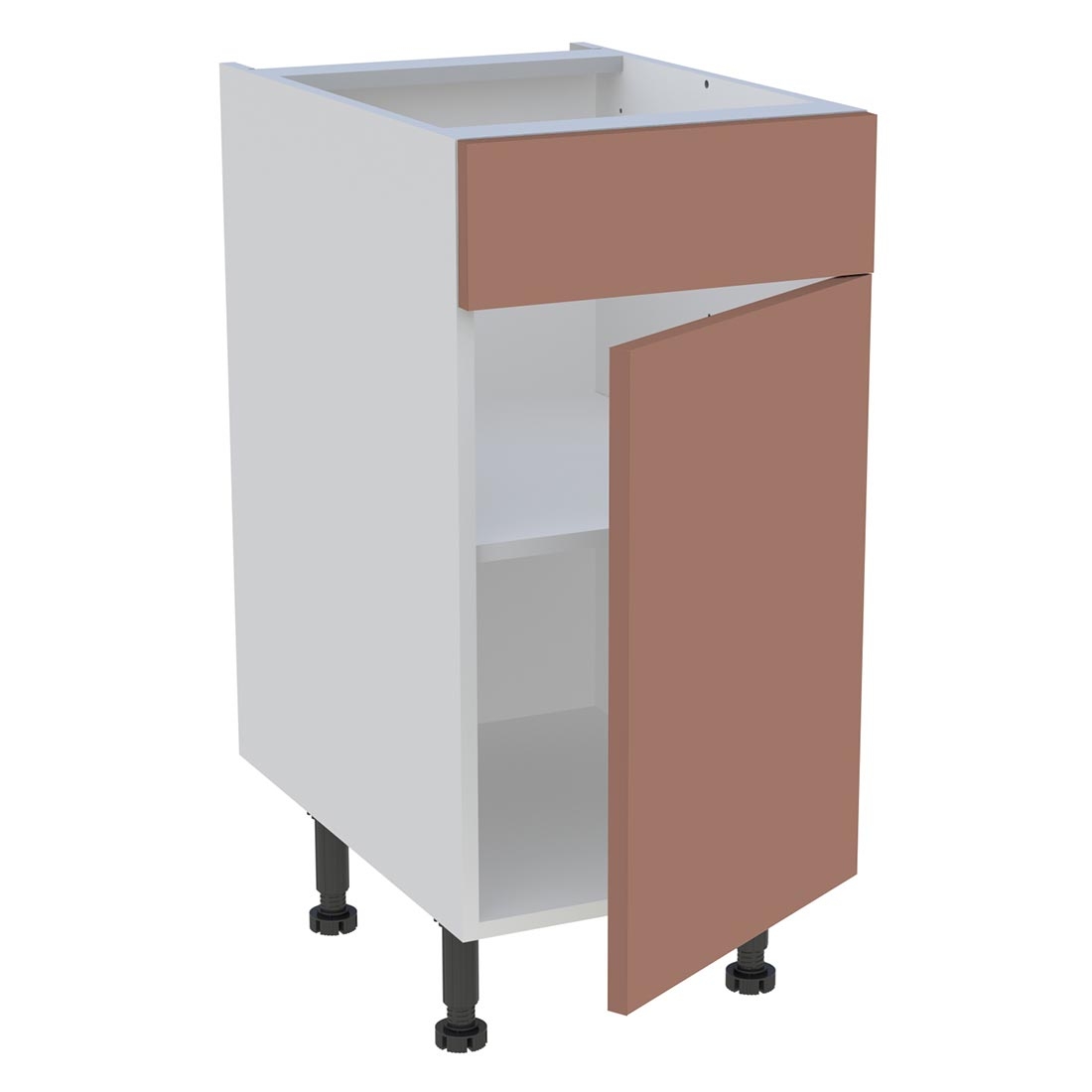 Meuble bas cuisine 1 porte, 1 faux tiroir H. 87 cm x L. 40 cm - Terracotta mat