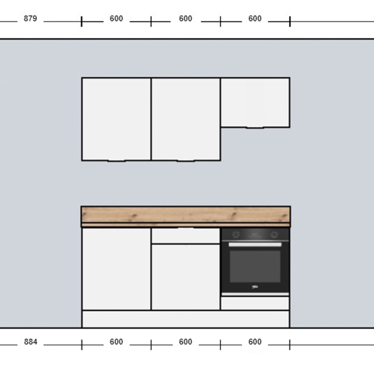 Cuisine complète blanc mat largeur 180 cm