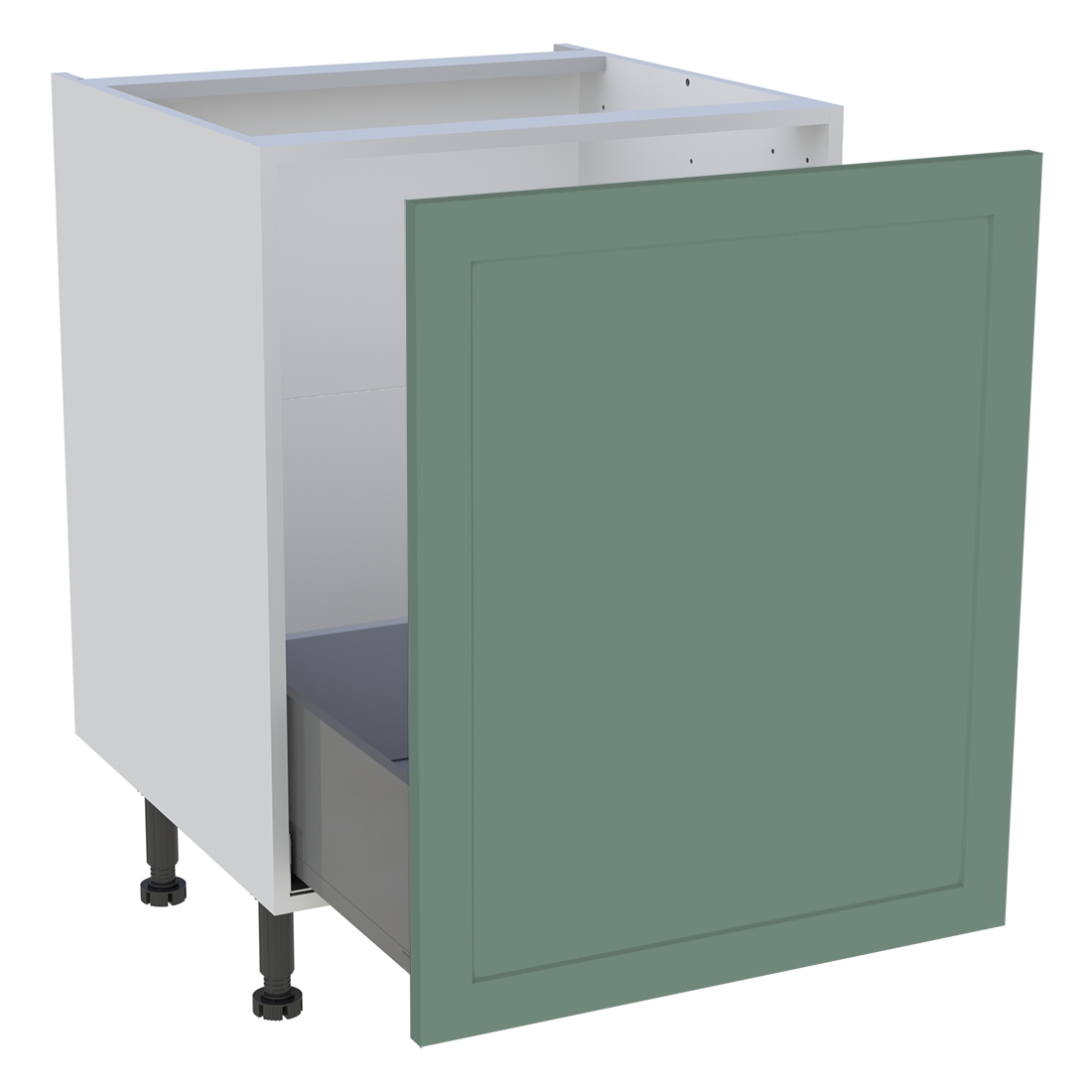 Meuble bas cuisine 1 coulissant H. 87 cm x L. 60 cm - Vert sauge cadre