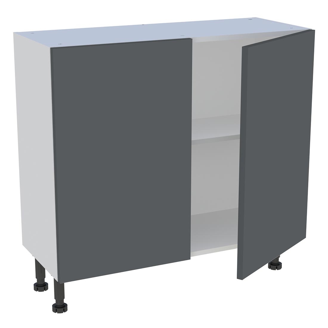Meuble bas cuisine 2 portes H. 87 cm x L. 90 cm x P. 36,9 cm - Gris ardoise mat