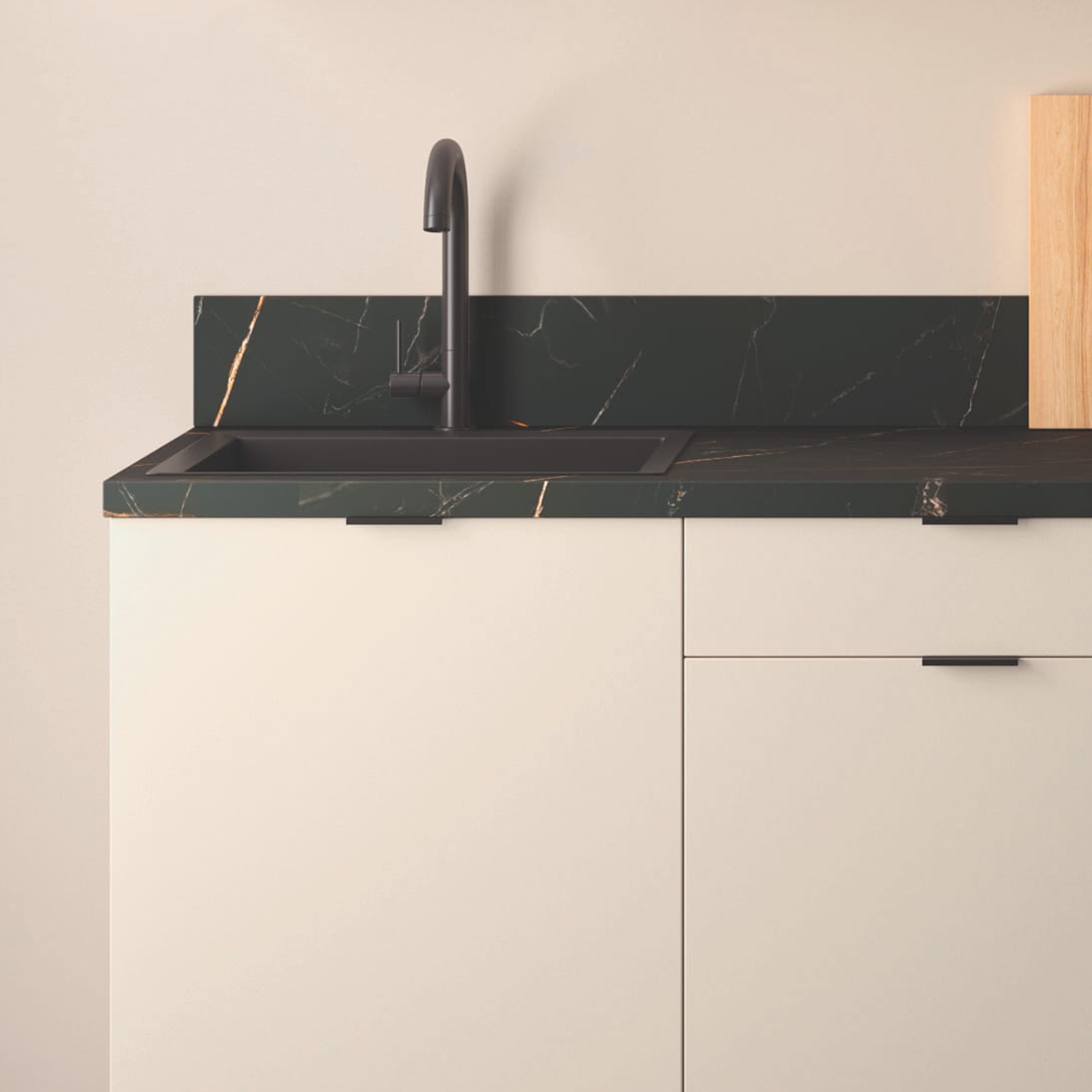 Cuisine complète Lin et Terracotta mat 180 cm avec meuble micro-ondes