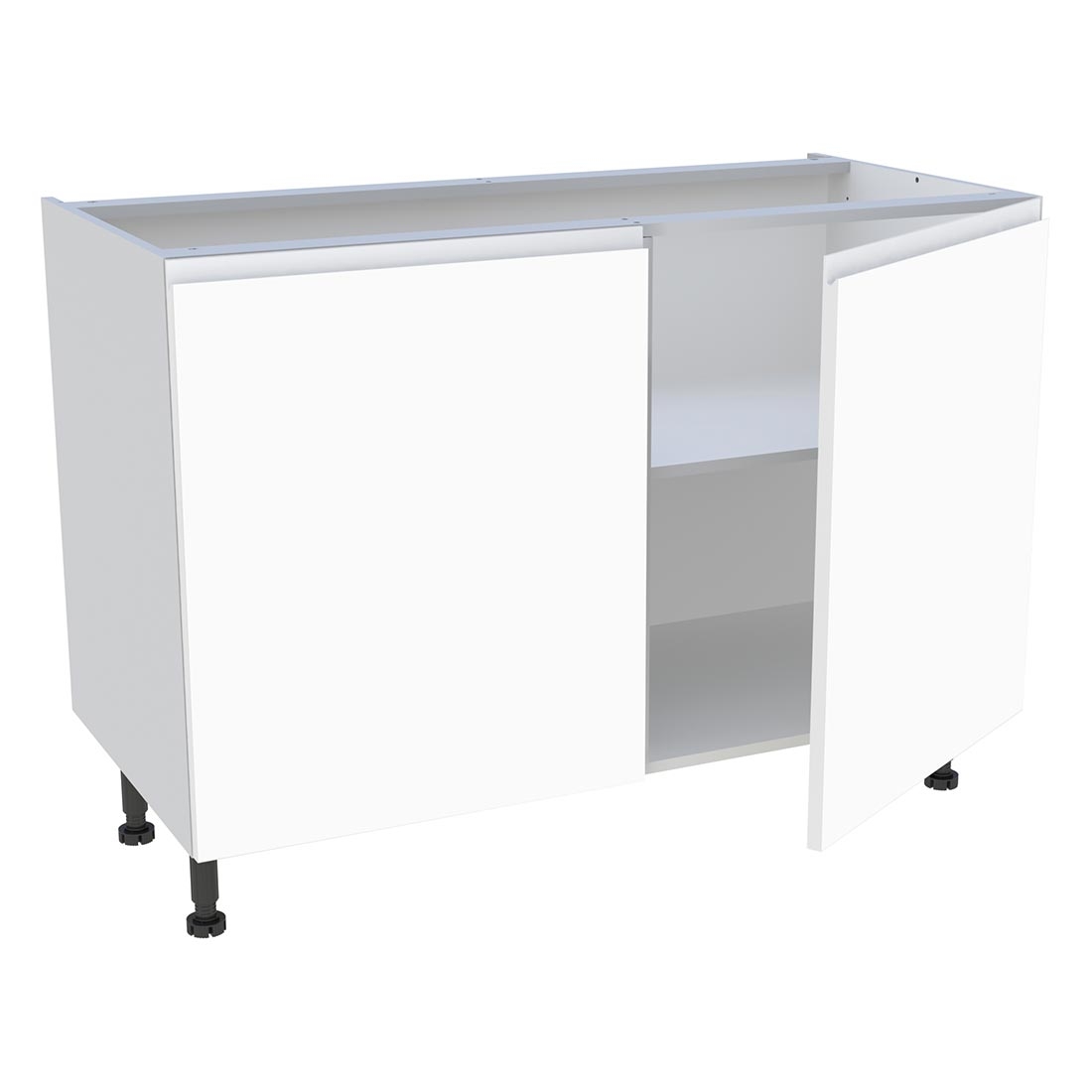 Meuble bas cuisine 2 portes H. 87 cm x L. 120 cm - Blanc mat sans poignée