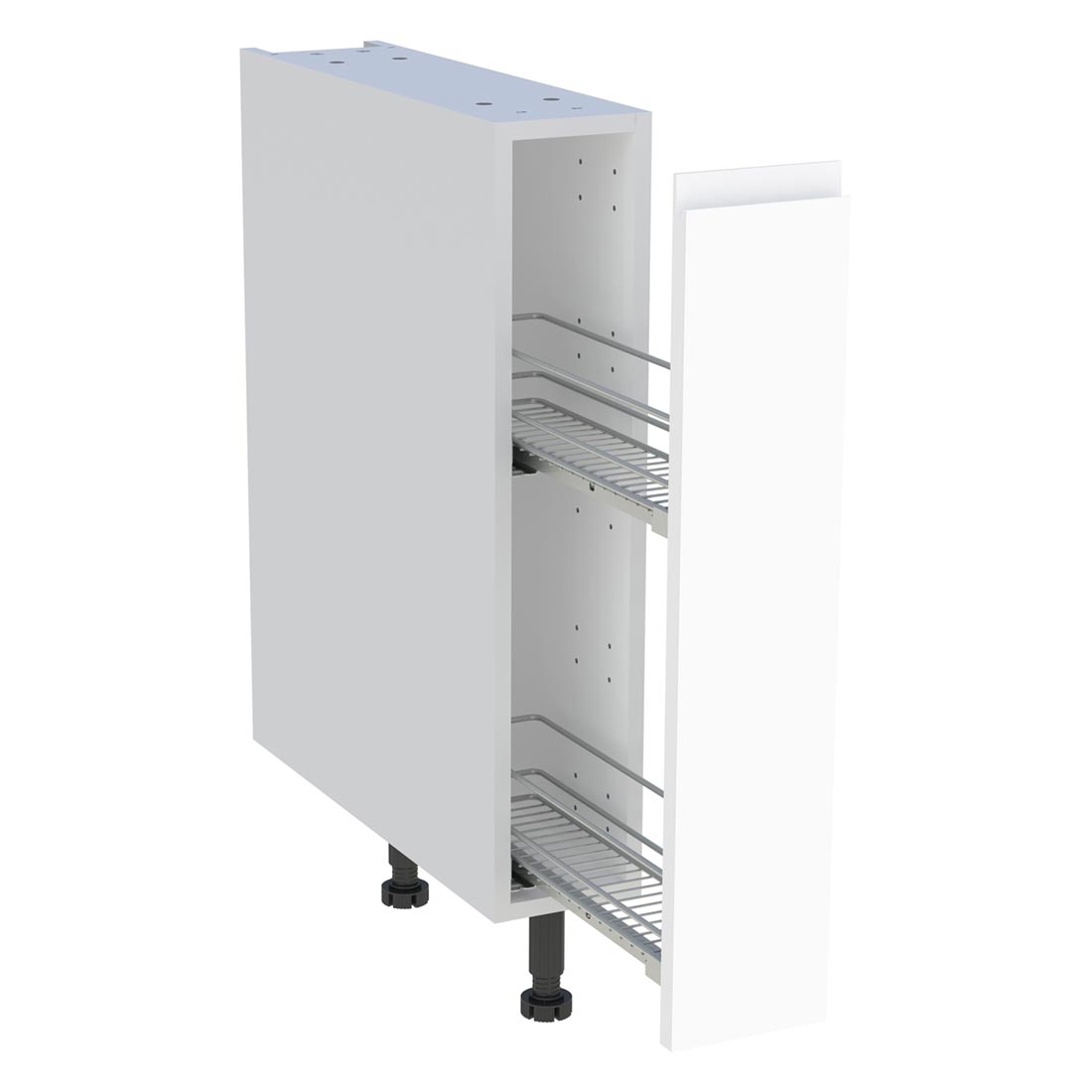 Meuble bas cuisine 1 coffre H. 87 cm x L. 15 cm - Blanc mat sans poignée