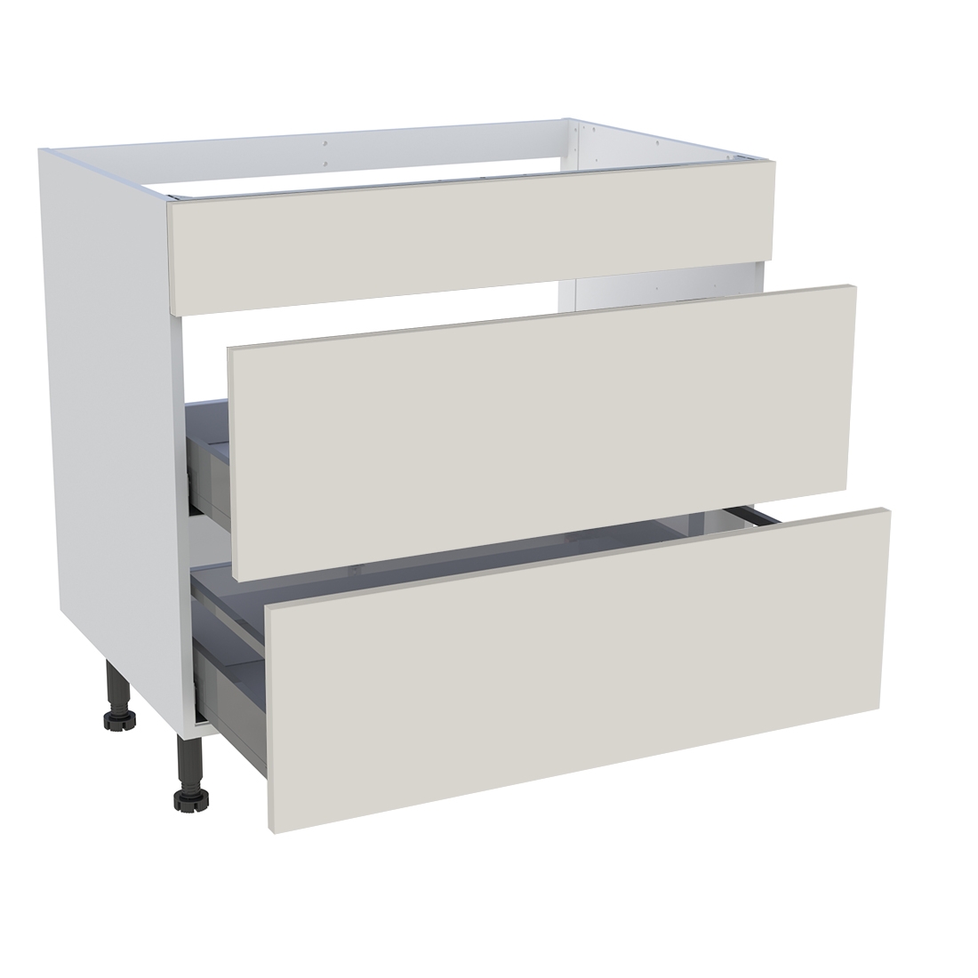 Meuble bas cuisson cuisine 1 faux tiroir, 2 casseroliers H. 87 cm x L. 90 cm - Lin mat