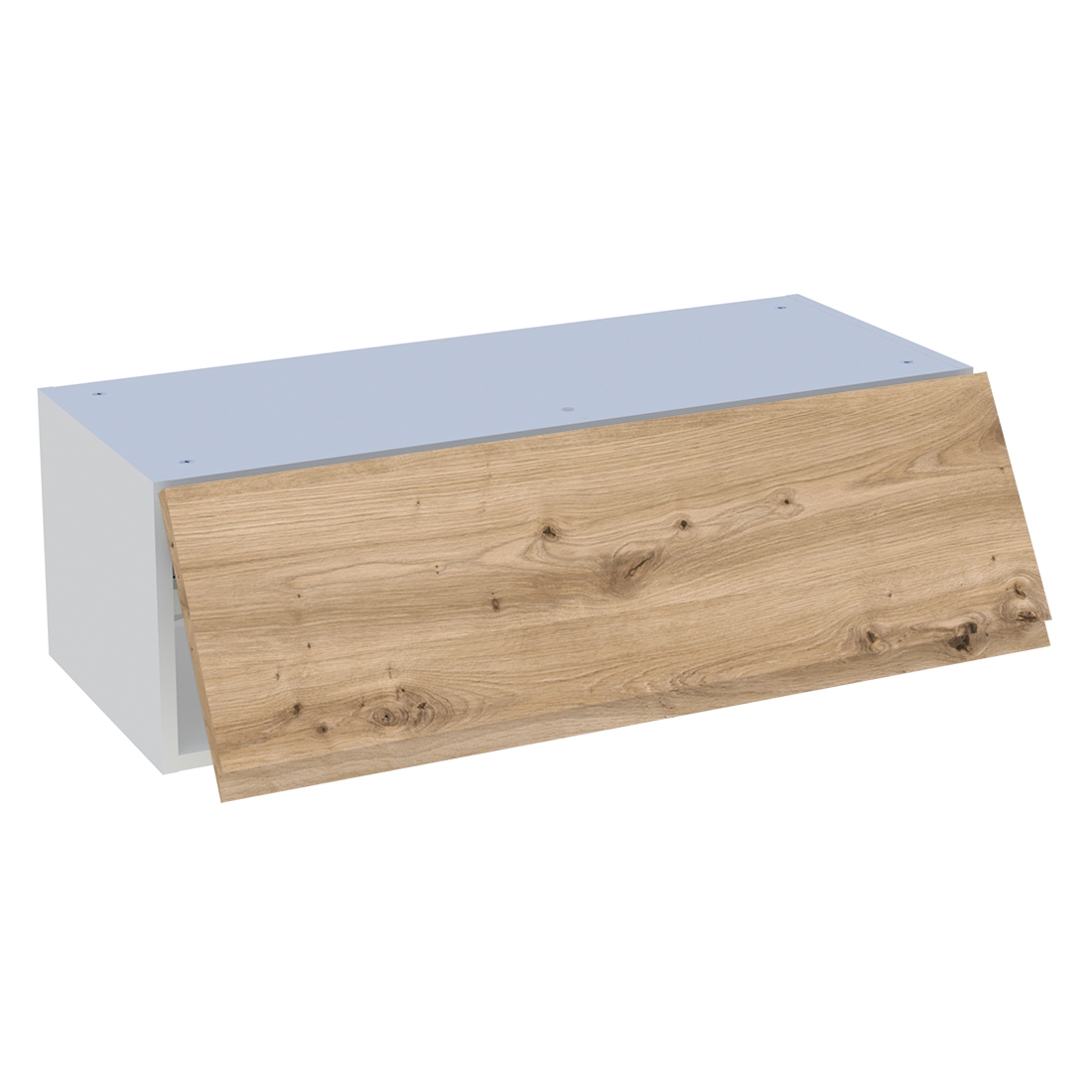 Meuble haut cuisine 1 porte relevante H. 28,8 cm x L. 90 cm - Chêne naturel sans poignée
