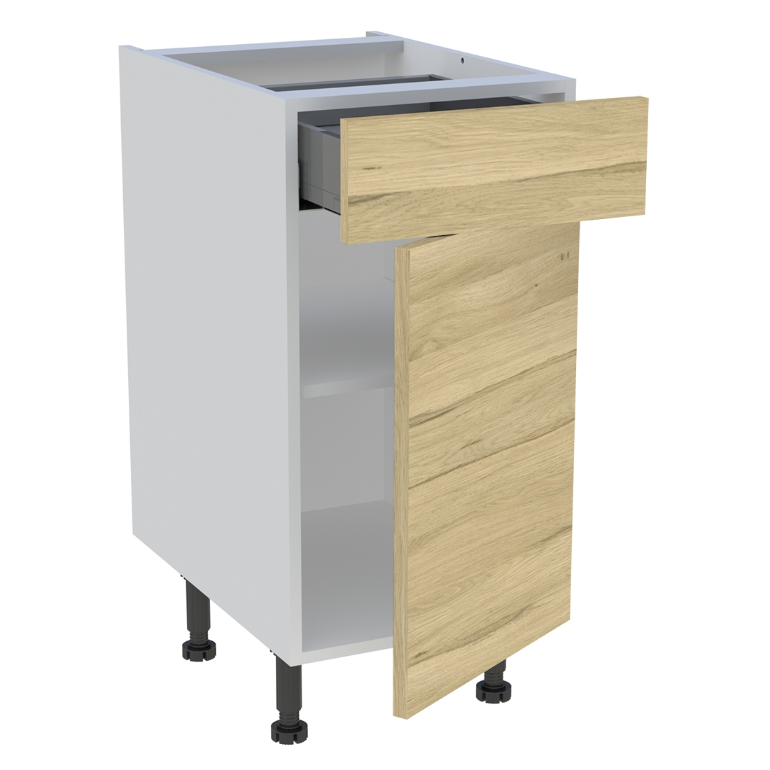 Meuble bas cuisine 1 porte, 1 tiroir H. 87 cm x L. 40 cm - Chêne clair