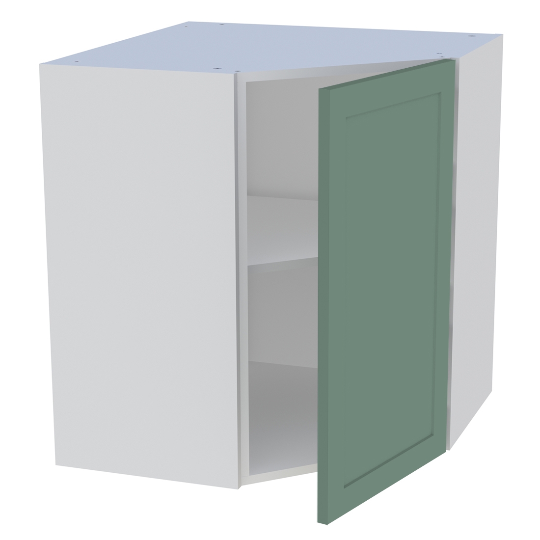 Meuble haut d'angle cuisine 1 porte H. 72 cm x L. 65 cm - Vert sauge cadre