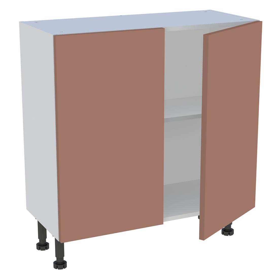 Meuble bas cuisine 2 portes H. 87 cm x L. 80 cm x P. 36,9 cm - Terracotta mat