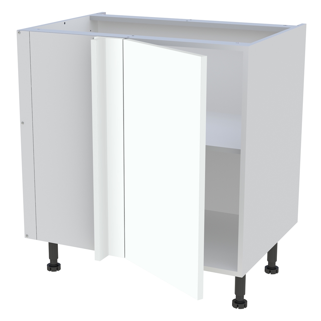Meuble bas d'angle cuisine 1 porte H. 87 cm x L. 80 cm - Blanc chaud mat