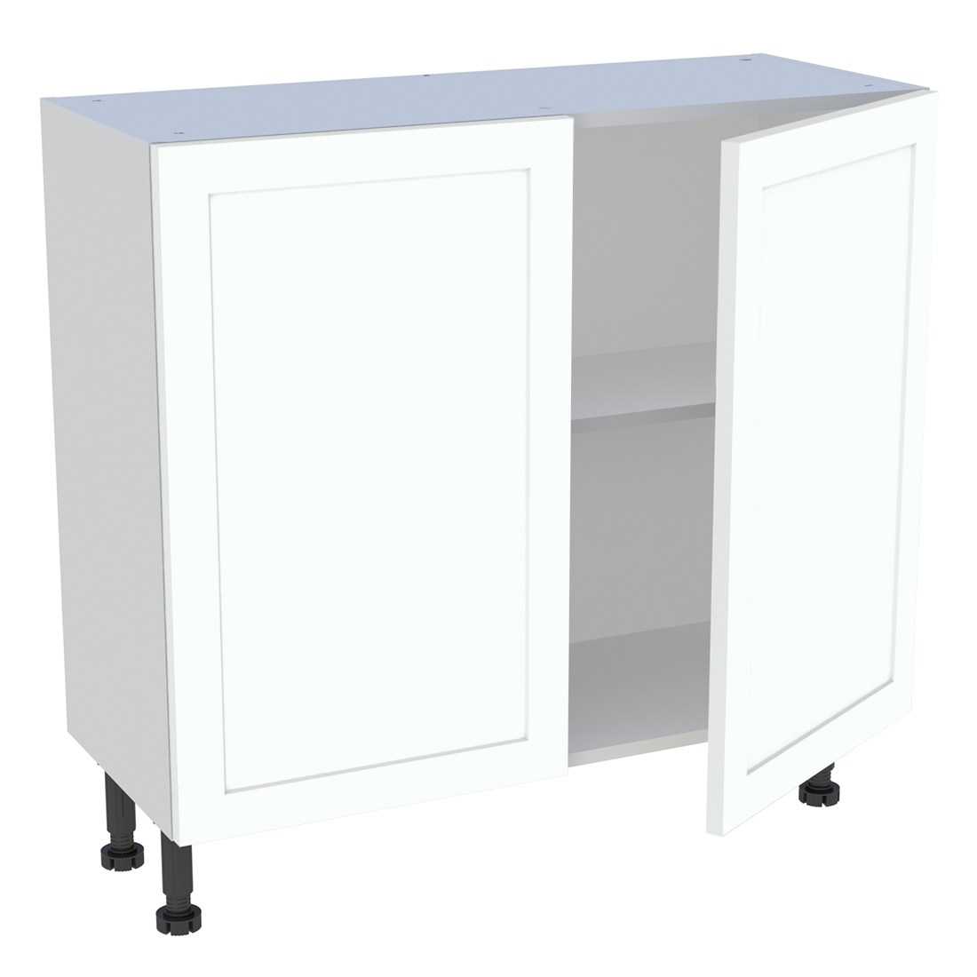 Meuble bas cuisine 2 portes H. 87 cm x L. 90 cm x P. 36,9 cm - Blanc cadre