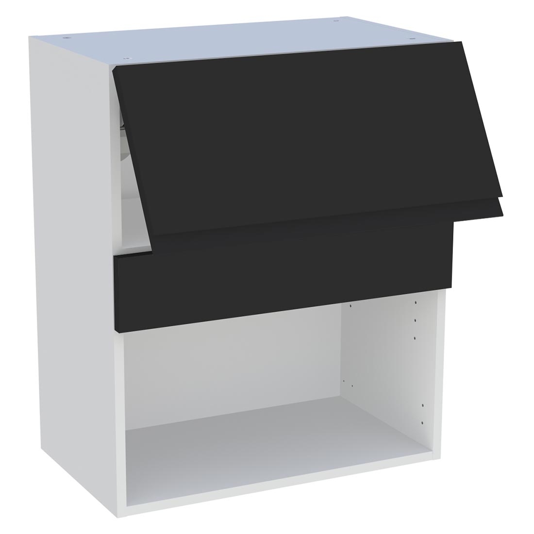 Meuble haut cuisine 1 porte relevante H. 72 cm x L. 60 cm - Noir mat sans poignée