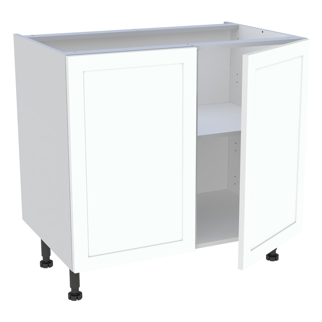 Meuble bas cuisine 2 portes H. 87 cm x L. 90 cm - Blanc cadre