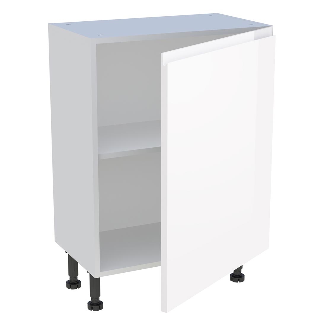 Meuble bas cuisine 1 porte H. 87 cm x L. 60 cm x P. 36,9 cm - Blanc brillant sans poignée