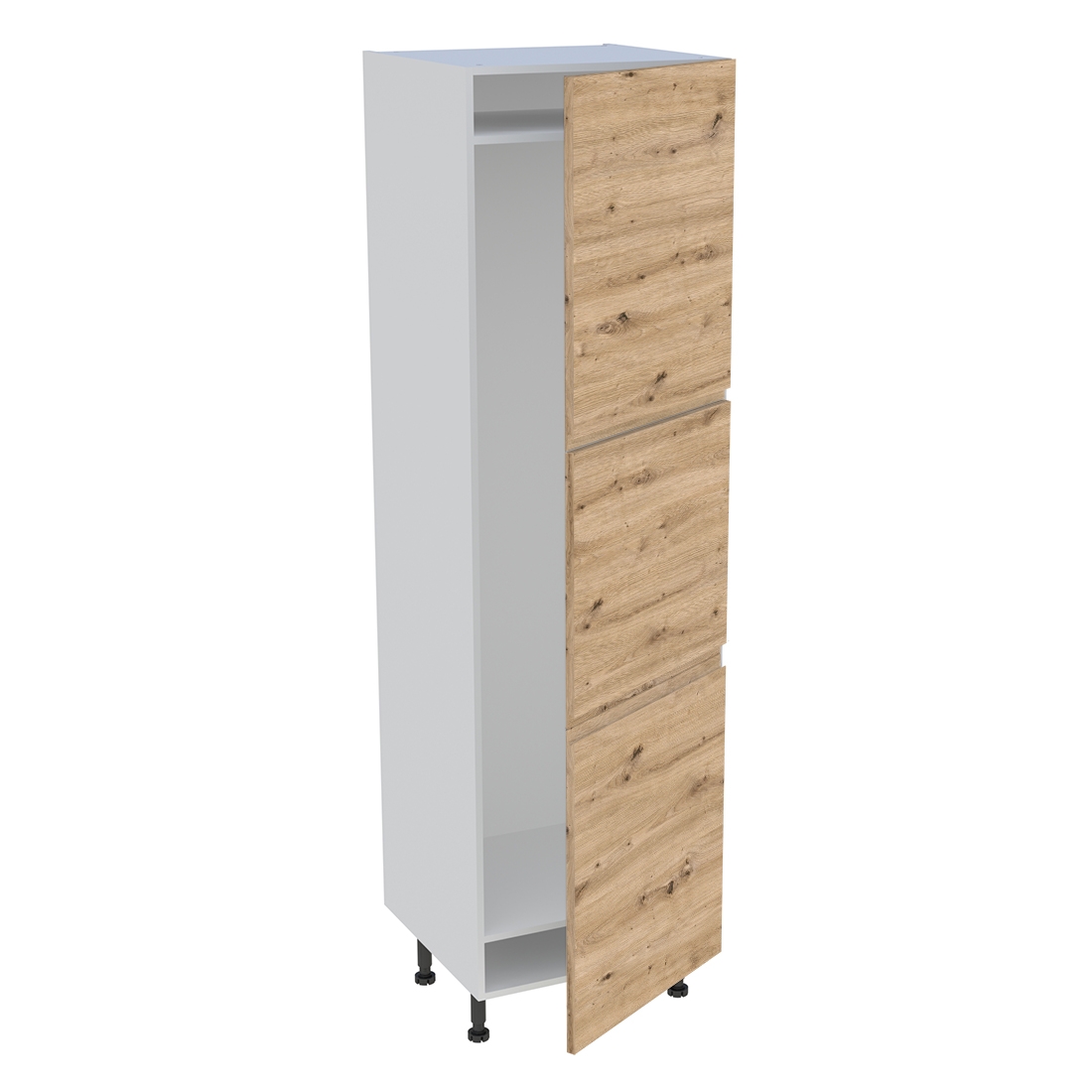 Colonne cuisine 3 portes H. 216,6 cm x L. 60 cm - CFR3P60 - Chêne naturel sans poignée