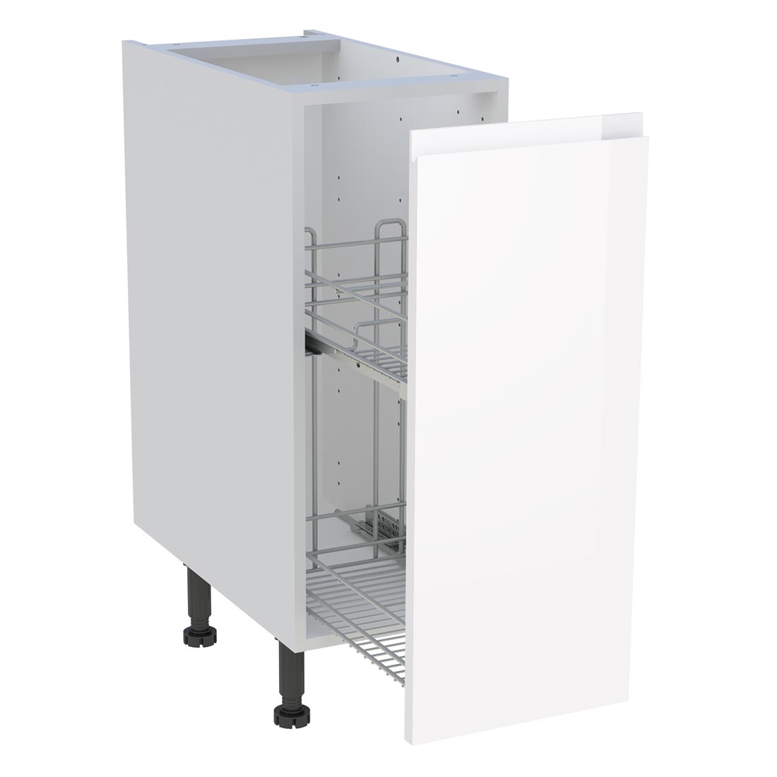 Meuble bas cuisine 1 coffre H. 87 cm x L. 30 cm - Blanc brillant sans poignée