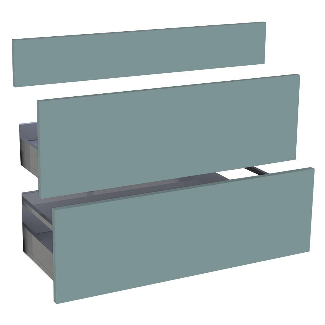 Kit façade meuble cuisine Vert Opale Mat 1 faux tiroir, 2 casseroliers H. 71,7 cm L. 89,7 cm