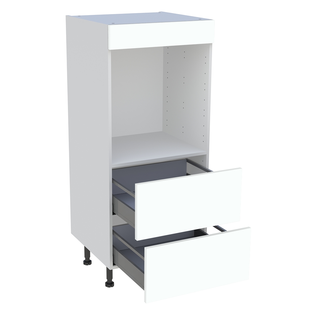 Demi colonne cuisine 2 casseroliers H. 129,6 cm x L. 60 cm - Blanc chaud mat