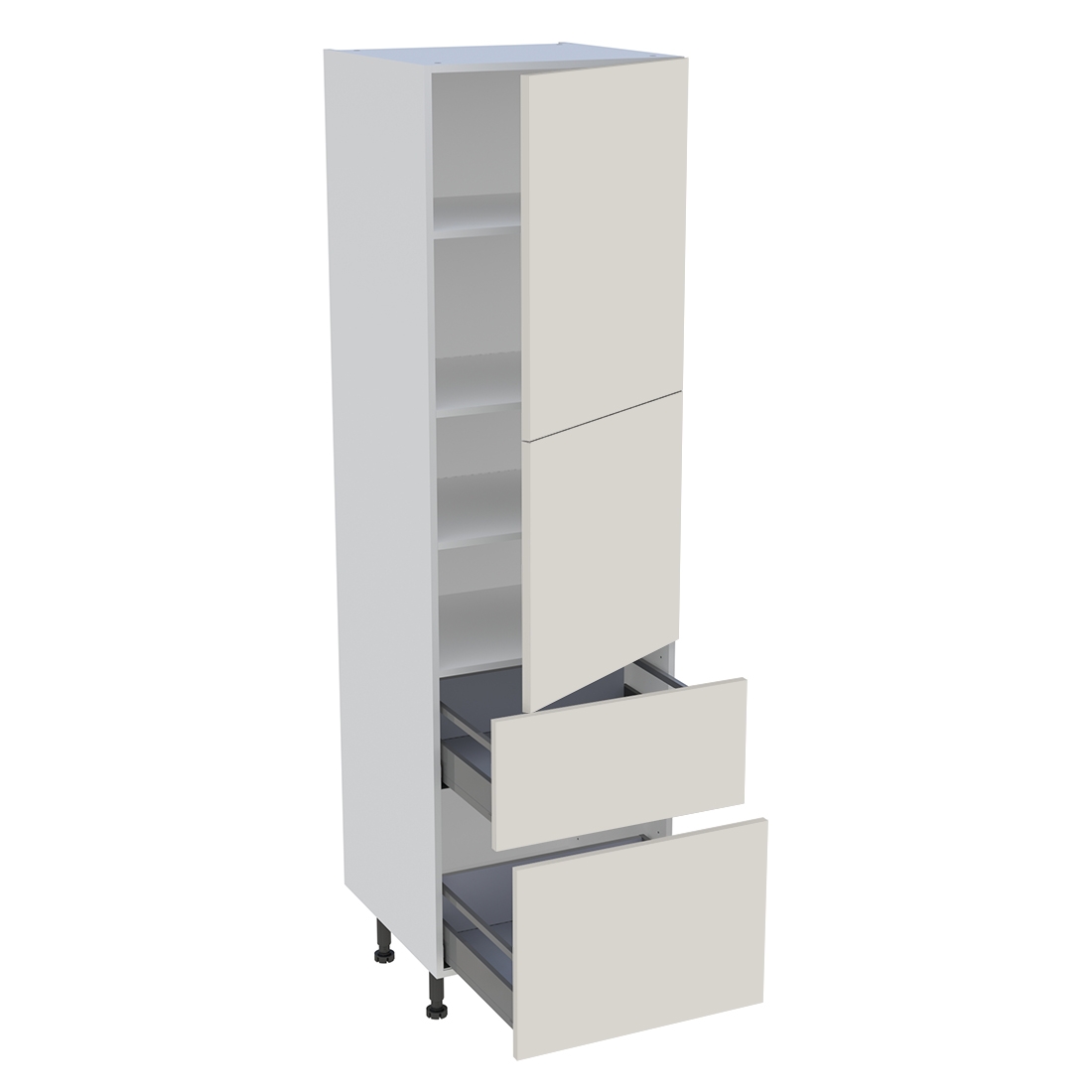 Colonne cuisine 2 portes, 2 casseroliers H. 216,6 cm x L. 60 cm - Lin mat