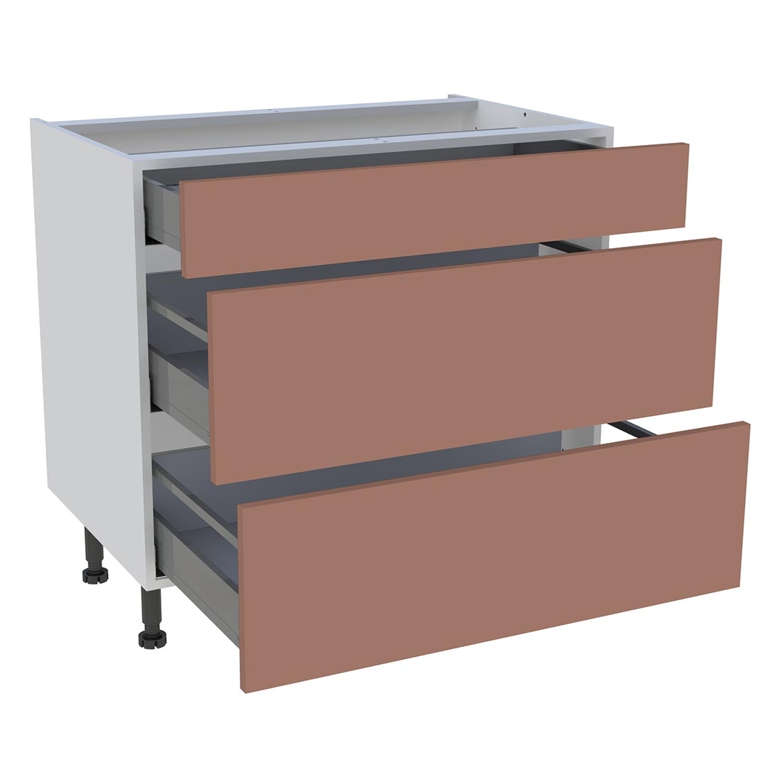Meuble bas cuisine 1 tiroir, 2 casseroliers H. 87 cm x L. 90 cm - Terracotta mat