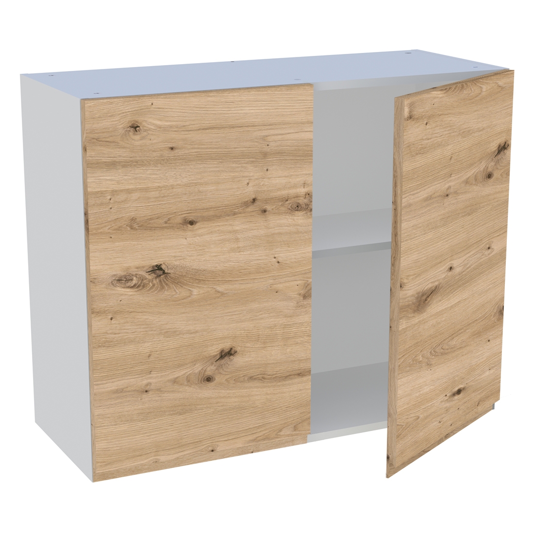 Meuble haut cuisine 2 portes H. 72 cm x L. 90 cm - Chêne naturel sans poignée