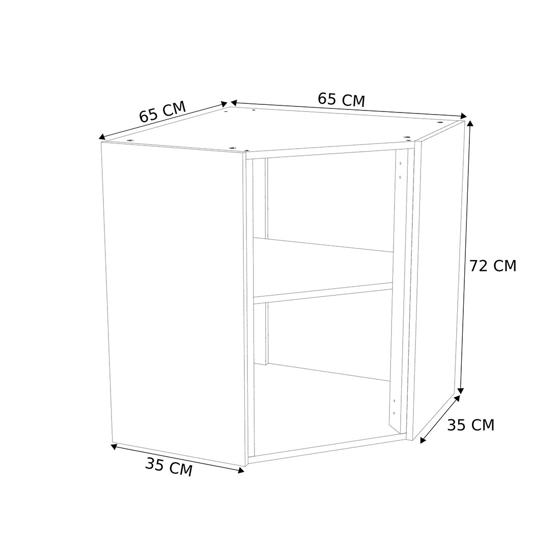 Caisson Meuble haut cuisine Blanc H. 72 cm x L. 65 cm x P. 65 cm